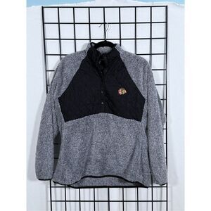 Antigua Chicago Blackhawks Fleece Pullover Jacket Womens L Gray‎ Gorpcore